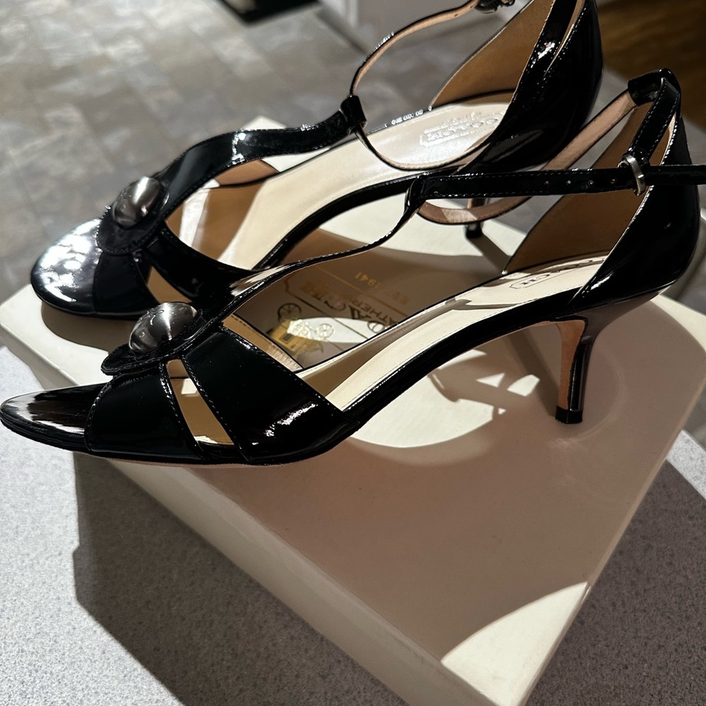 Coach Black Patent Helena Soft Kitten Heel Sandal - Picture 3 of 9